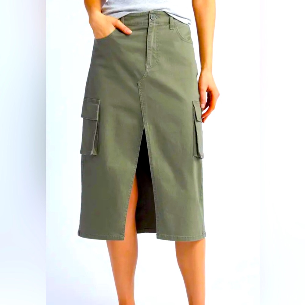 Nwt! Michael Kors Cargo Midi Skirt - Olive Green - Size 4